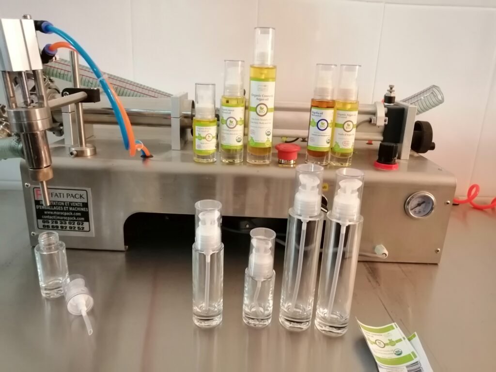 Cosmetic Argan oil packaging and private label bottling process in Morocco